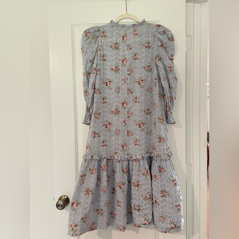 ASOS Blue Floral Embroidered Dress - Picture 9 of 12